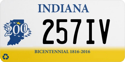 IN license plate 257IV