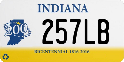 IN license plate 257LB