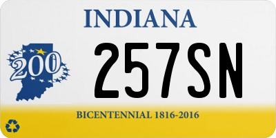 IN license plate 257SN