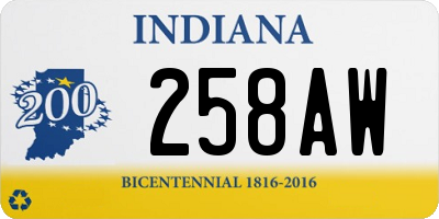 IN license plate 258AW