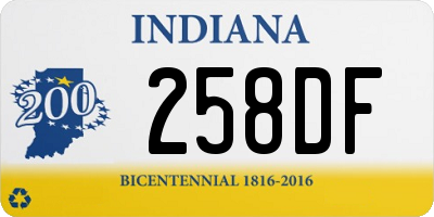 IN license plate 258DF