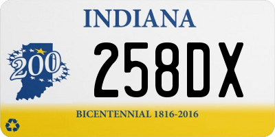 IN license plate 258DX