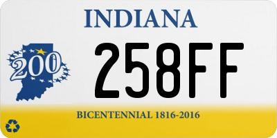 IN license plate 258FF