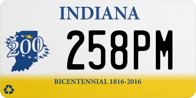 IN license plate 258PM