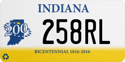 IN license plate 258RL