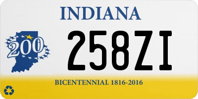 IN license plate 258ZI