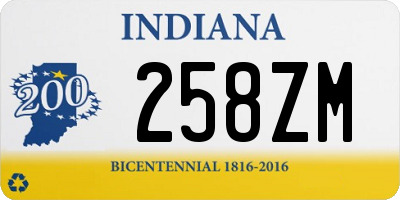 IN license plate 258ZM