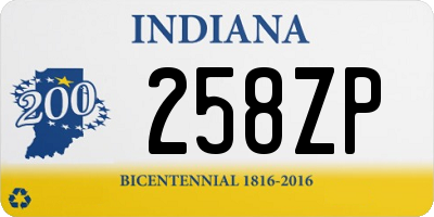 IN license plate 258ZP