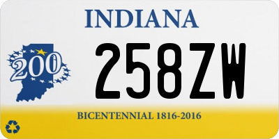 IN license plate 258ZW