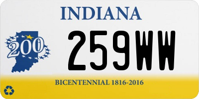 IN license plate 259WW