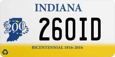 IN license plate 260ID