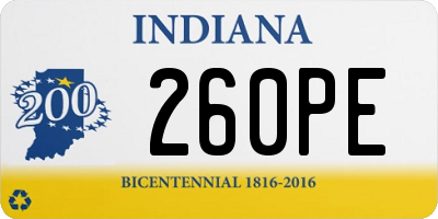 IN license plate 260PE