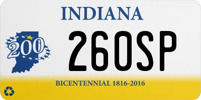 IN license plate 260SP