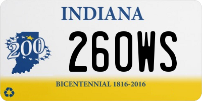 IN license plate 260WS