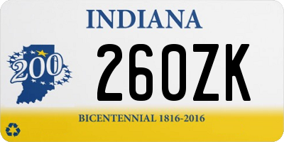 IN license plate 260ZK