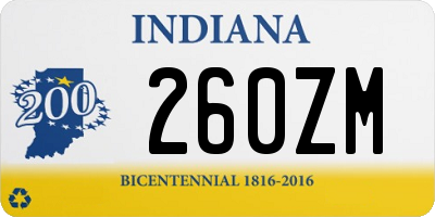 IN license plate 260ZM