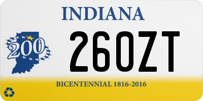 IN license plate 260ZT