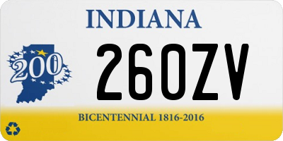 IN license plate 260ZV