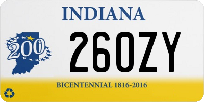 IN license plate 260ZY