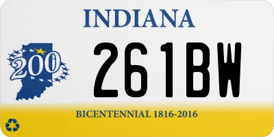 IN license plate 261BW