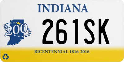 IN license plate 261SK