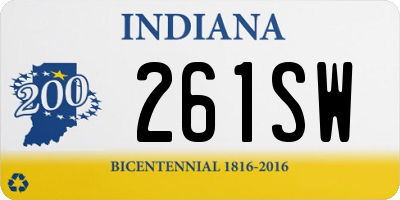 IN license plate 261SW