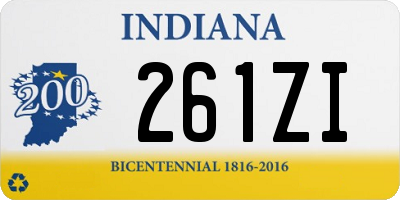 IN license plate 261ZI