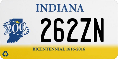 IN license plate 262ZN