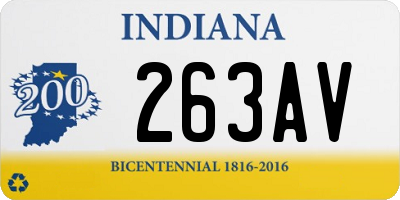 IN license plate 263AV