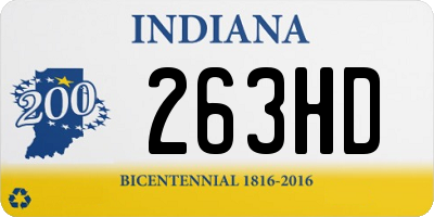 IN license plate 263HD