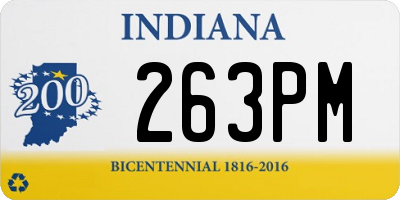 IN license plate 263PM