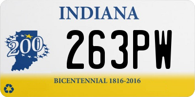 IN license plate 263PW