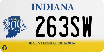 IN license plate 263SW