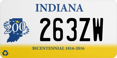 IN license plate 263ZW