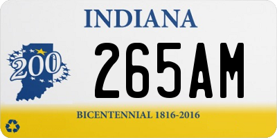 IN license plate 265AM