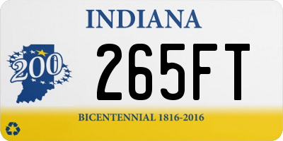 IN license plate 265FT