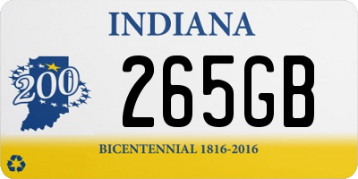 IN license plate 265GB