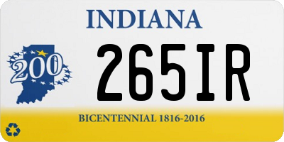 IN license plate 265IR