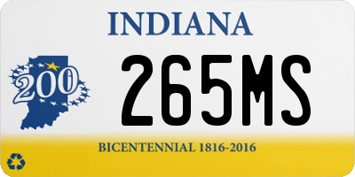 IN license plate 265MS