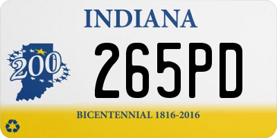 IN license plate 265PD