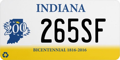 IN license plate 265SF