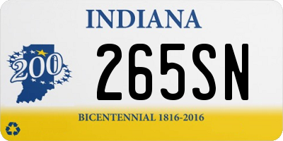 IN license plate 265SN