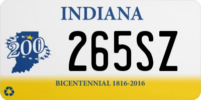 IN license plate 265SZ