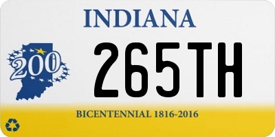 IN license plate 265TH