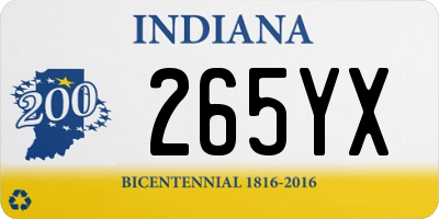 IN license plate 265YX