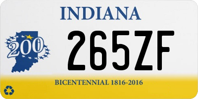 IN license plate 265ZF