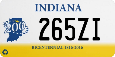 IN license plate 265ZI