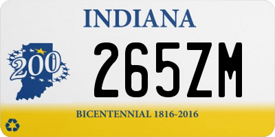 IN license plate 265ZM