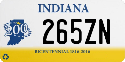 IN license plate 265ZN