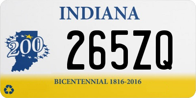 IN license plate 265ZQ